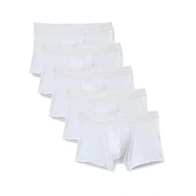 Image of Amazon Essentials Men&#039;s Cotton Jersey 5&quot; (12.7cm) Boxer Brief, Pack of 5, White, M