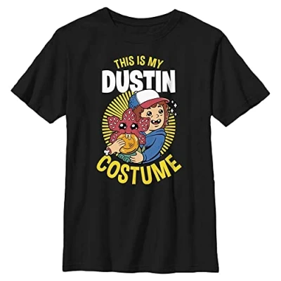 Image of Stranger Things Unisex Kid&#039;s Dustin Costume Short Sleeve T Shirt, Black, One Size