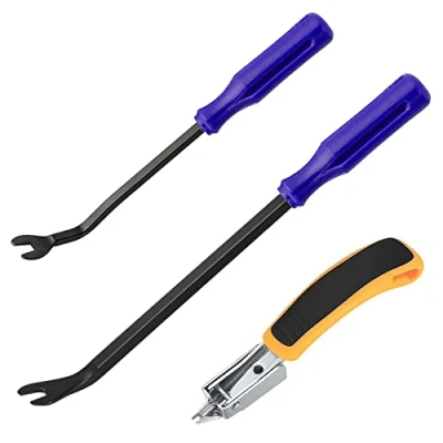 Image of 3 PCS Upholstery Staple Remover Tack Lifter Tool Set Heavy Duty Nail Rivet Puller Screwdriver Tools for Home, Office
