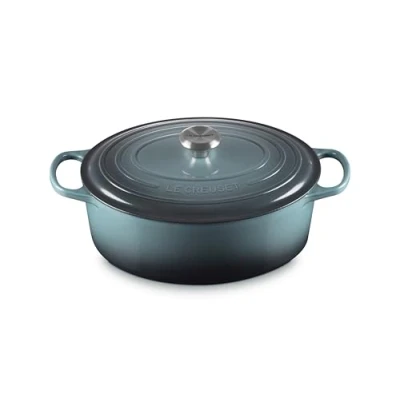 Image of Le Creuset Signature 21178313602430 Enamelled Cast Iron Oval Casserole Dish With Lid, 31 cm, 6.3 Litre, Ocean