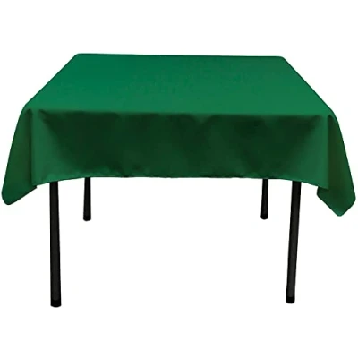 Image of LA Linen Polyester Poplin Square Tablecloth, 52 by Inch, Emerald Green,132 x 132 0.04 cm