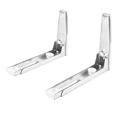 Image of TOPINCN Telescopic Microwave Stand Rack Household 304 Stainless Steel Folding Wall Mounted Oven Holder Bracket Storage Shelf