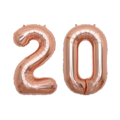 Image of Rose Gold Number 20 Foil Balloon, 101cm