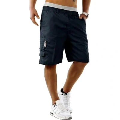 Image of mens casual cool smart multi pocket cargo shorts new size S M L XL XXL 3XL (medium 32 34 waist, Navy)