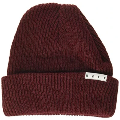 Image of Neff Fold Beanie Hat Maroon, One Size