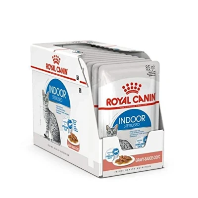 Image of Royal Canin Sterilised Indoor in Gravy Adult Cat Wet Pouches 85g (Pack of 12)