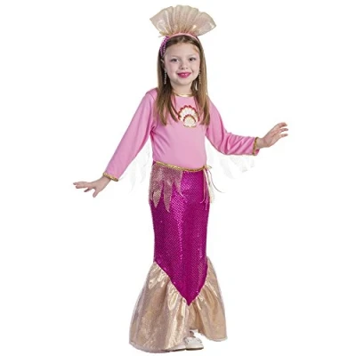 Image of Dress Up America Little Girls Princess Mermaid Pink Costume Beautiful Set for Role Play