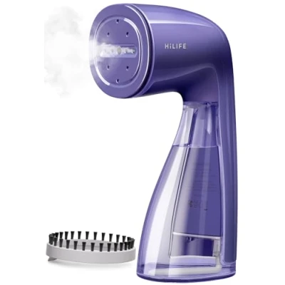 Image of HiLIFE Steamer for Clothes, 1100W Clothes Steamer, Fast Wrinkle Removal with Large 300ml Tank, Ideal All Fabrics, Easy to Use, Compact and Portable Travel Garment (Sapphire Purple)
