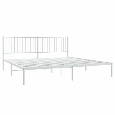 Image of vidaXL Metal Bed Frame without Mattress with Headboard White 200x200cm