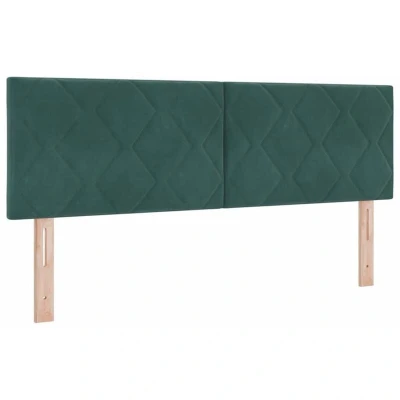 Image of vidaXL LED Headboard Diamond Blocks Design Dark Green 144 cm Velvet