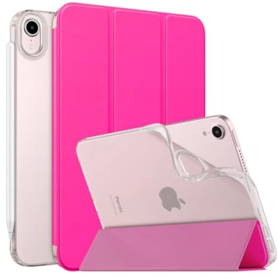 Image of MoKo Case Fit New iPad Mini 7 (A17 Pro) 2024, 6th Generation 2021 (8.3 inch), 6 Case, Soft TPU Translucent Frosted Back Cover for 7th, Pitaya Red