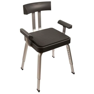 Image of Serenity Adjustable Shower Chair Stool, Bath Non Slip Feet, Grey Croydex