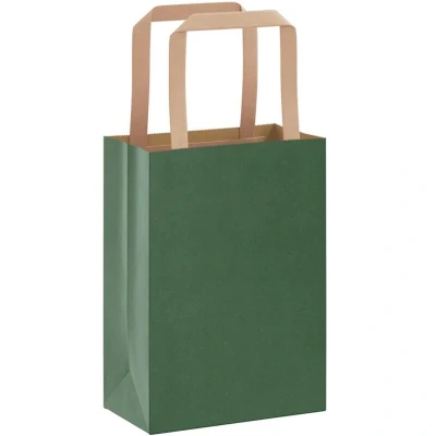 Image of vidaXL Paper Bags 250 pcs with Handles Green 15x8x21 cm