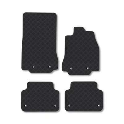 Image of Rubber Car Mats Compatible with Jaguar Xf (2014 2016) Tailored Fit Floor Set Accessory Black Custom 4 Pieces Clips Anti Slip Backing, Heavy Duty &amp; Waterproof