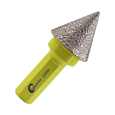 Image of Diamond Beveling Chamfer Bits 20mm SANLEETEK Cone Tile with Hex Shank for Shaping Enlarging Grinding Existing Holes in Porcelain Ceramic Granite Marble