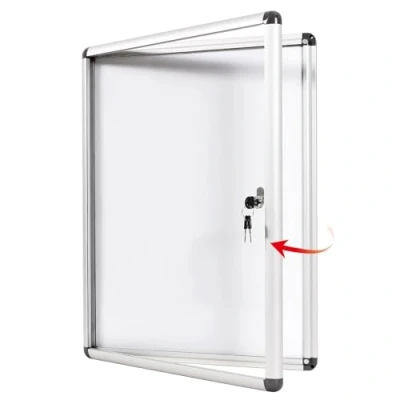 Image of Swansea Enclosed Bulletin Board Lockable White Noticeboard with Door Wall Display Case for School Office 49x36cm(2xA4)