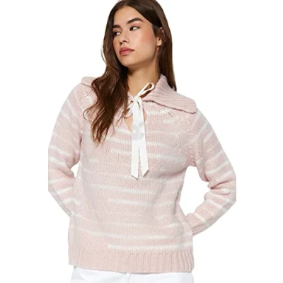 Image of Trendyol FeMan Regular fit Basic Polo Neck Knitwear Sweater,Powder,S
