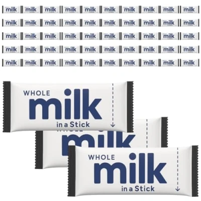 Image of UHT Milk 10ml Individually Wrapped Sticks Portions Sachets Lakeland (50 Pack, Whole)
