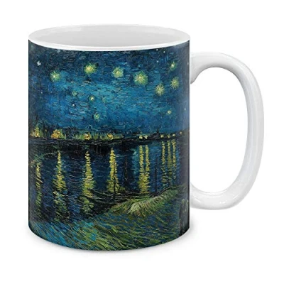 Image of FCBFPT Classic Art The Starry Night Over Rhone Vincent Van Gogh Ceramic Coffee Mug Tea Cup,11oz