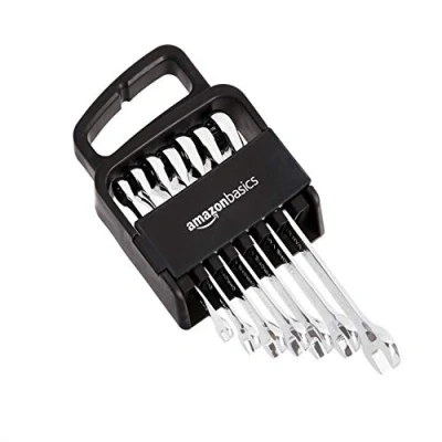 Image of Amazon Basics Ratcheting Combination Wrench Set Metric, 7 Piece