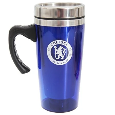 Image of Chelsea FC Official Aluminium Football Crest Travel Mug (One Size) (Blue)