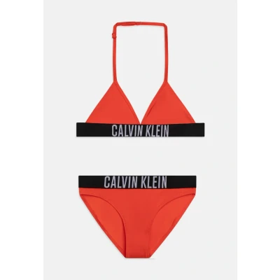 Image of Calvin Klein Swimwear Triangle Bikini for kids, Size: 8 10y, Flaming chili