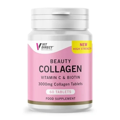 Image of Vit Direct Beauty Collagen Tablets (Plus Biotin) 60 Two Month Supply Daily Supplement for Healthy Hair, Skin &amp; Nails High Strength Supplements Women