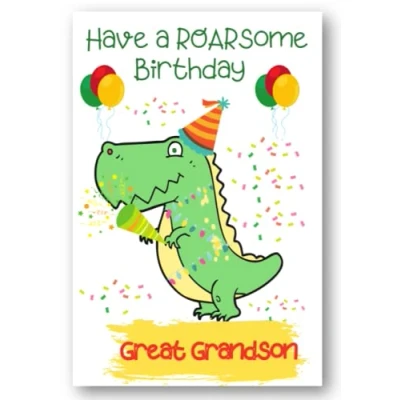 Image of Second Ave Great Grandson Dinosaur Children&#039;s Kids Birthday Card For Him Greetings