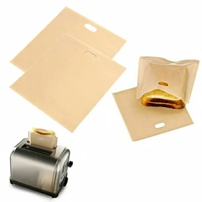 Image of Toast Bags Sandwich Toaster Washable Reusable Toastier Heat Resistant Snack Pockets For Microwave Oven Grill And Griddle Indoor Home Party Kitchen Pack of (2)