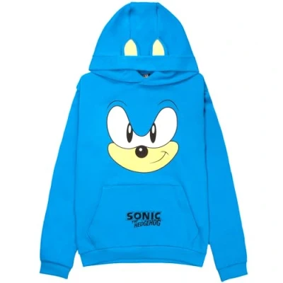 Image of SONIC THE HEDGEHOG Boys Hoodie 100% Cotton Hooded Sweatshirt Lounge Wear for Ages 6 12 Perfect Gamer Gifts Blue
