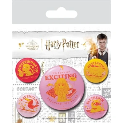 Image of Harry Potter Set of 5 Badges (Witty Witchcraft Design) Pin for Bags, Backpacks, Jackets, Party Bags or Badge Display Official Merchandise