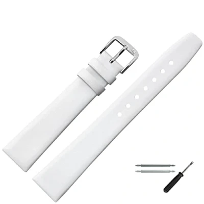 Image of MARBURGER Watch Strap 14 mm Leather Tool Assembly Set 71014, White/Silver, Fixed,Traditional