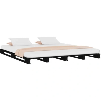 Image of vidaXL Pallet Bed without Mattress Black 140x190 cm Solid Wood