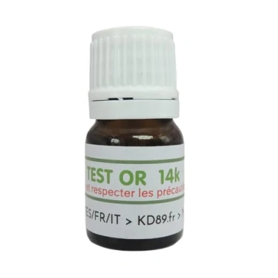 Image of KD89 Reagent test/solution for testing gold, silver or platinum With multi language instructions Expertise jewellery, coins, ingots 2 ml (14k)