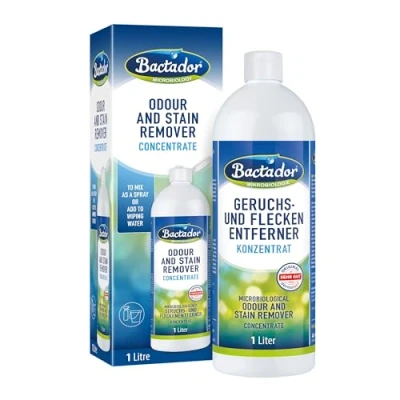 Image of Bactador Odor and Stain Remover Concentrate 1L Biological enzyme cleaner against sweat, smoke, cat urine, dog animal odors For household, car &amp; environment