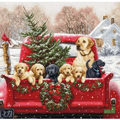 Image of Cross Stitch Kit Luca S Gold Labs Truck, BU5009, Needlecraft