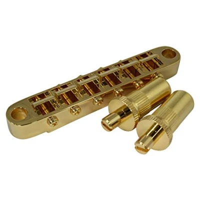 Image of Gotoh GE103B T Tune O Matic Style Guitar Bridge with Large Metic Stud Posts, Gold