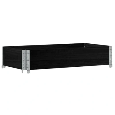 Image of vidaXL Stackable Pine Wood Garden Planter Outdoor Flower Box Black, 100x50x41 cm, Foldable &amp; Customizable Raised Bed for Flowers, Vegetables Plants