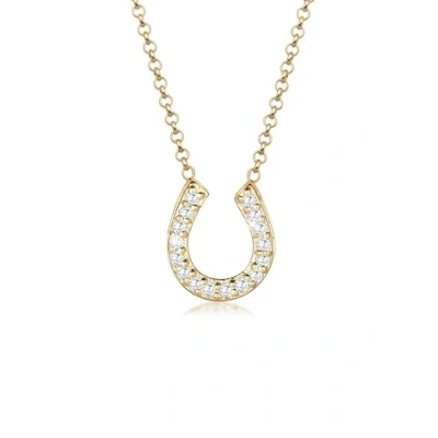 Image of Elli Women&#039;s 925 Sterling Silver Gold Plated Horseshoe Zirconia Necklace of Length 45 cm