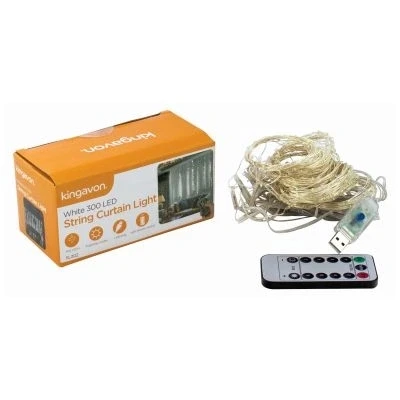 Image of Kingavon White 300 Led String Curtain Light Usb