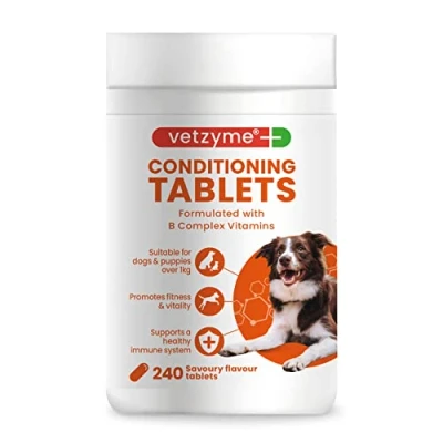 Image of Vetzyme Once a Day Conditioning Tablets for Dogs (240 Tablets) With B Complex Vitamins to Promote Fitness and Support Healthy Immune System