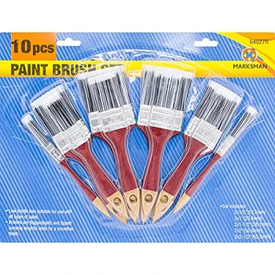 Image of NEW SET OF 10 PAINT BRUSH WOODEN HANDLE DECORATING PAINTING BRUSHES BRISTLE