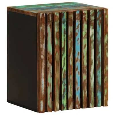Image of vidaXL Bathroom Wall Cabinet 38x34x48cm Solid Acacia Wood, Retro Style, Mounted Storage with Adjustable Door