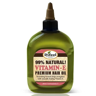 Image of Difeel Premium Natural Hair Oil Vitamin E, Pure Herb Formula With Vitamins, For Thinning Hair, Rejuvenates &amp; Revitalizes Scalp, Promotes Healthy Growth 235 ml