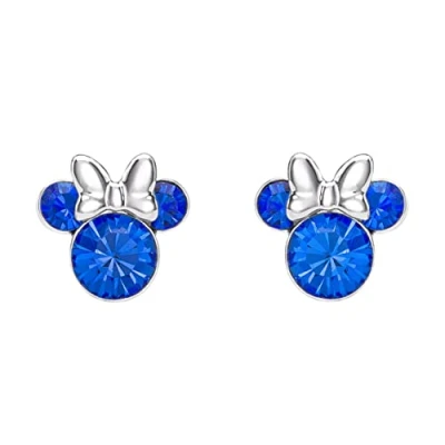 Image of Disney Minnie Mouse Blue September Birthstone sterling silver Crystal Earrings E905162RSEPL