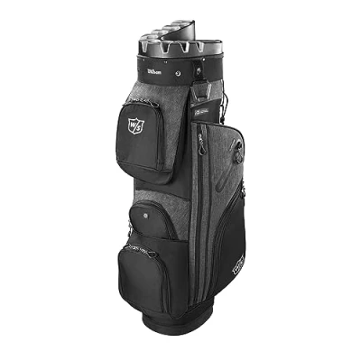 Image of Wilson Staff Golf Bag, I Lock 3 Cart Trolley 14 Compartments for Various Clubs, Black/Grey