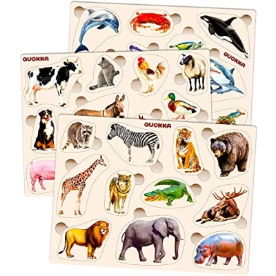 Image of Toddler Educational Toys for 1 2 3 Years Old Boys and Girls Montessori Jigsaw Wooden Puzzles Kids Animals Learning Gifts 4 Fun Games