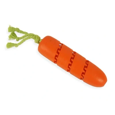 Image of Smart Garden Christmas Carrot Treat Dispenser Dog Toy Orange 26cm Perfect Present for Dogs, Festive Gift, Rope