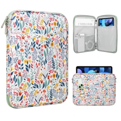 Image of TiMOVO 9 11&quot; Tablet Sleeve for iPad Air 11 Inch 2024,iPad Pro 10.2 2021 2019, 10th 2022,iPad 5/4 10.9,Galaxy Tab S9/S8/A8/A7,Protective Bag with Pocket, Flowers