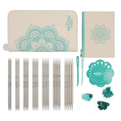 Image of KnitPro Grateful Sock Needle Set (15cm, 2 5.00mm) 1 Set, Blue &amp; Ecru
